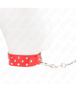 KINK - COLLANA CON CINTURINO AD ANELLO RIVETTO CON CINTURA 65 CM ROSSO REGOLABILE 36-50 CM X 3,8 CM