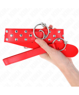 KINK - COLLANA CON CINTURINO AD ANELLO RIVETTO CON CINTURA 65 CM ROSSO REGOLABILE 36-50 CM X 3,8 CM