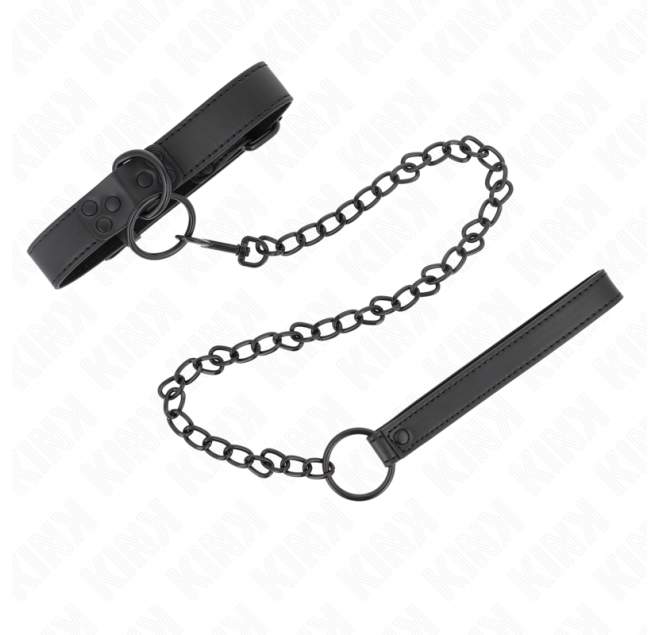 KINK - COLLARE CON GUINZAGLIO SCURO 65 CM REGOLABILE 37-54 CM X 3 CM