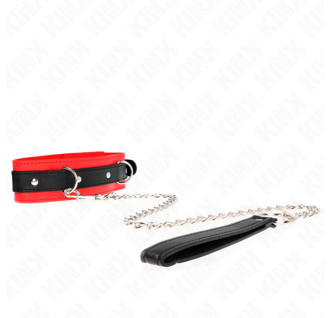KINK - COLLARE MODELLO BASE CON GUINZAGLIO 65 CM MODELLO 3 ROSSO 53 X 5 CM