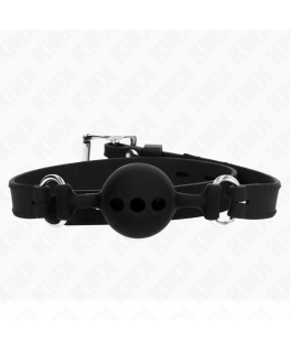 KINK - BAVAGLIO IN SILICONE INTERO 55 x 2 CM CON SFERA DA 4 CM MISURA S NERO REGOLABILE 35-51 CM