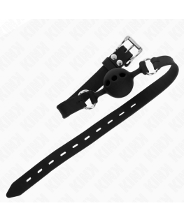 KINK - BAVAGLIO IN SILICONE INTERO 55 x 2 CM CON SFERA DA 4 CM MISURA S NERO REGOLABILE 35-51 CM