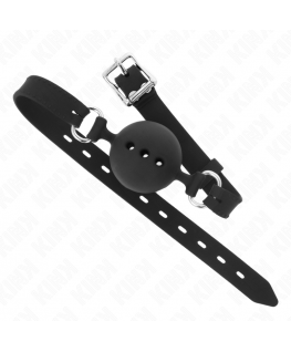 KINK - BAVAGLIO IN SILICONE INTERO 55 x 2 CM CON SFERA DA 4,5 CM MISURA M NERO REGOLABILE 35-51 CM