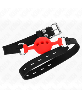 KINK - BAVAGLIO IN SILICONE INTERO 55 x 2 CM CON SFERA DA 4 CM MISURA S ROSSO REGOLABILE 35-51 CM