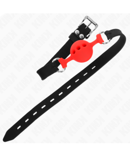 KINK - BAVAGLIO IN SILICONE INTERO 55 x 2 CM CON SFERA DA 4 CM MISURA S ROSSO REGOLABILE 35-51 CM