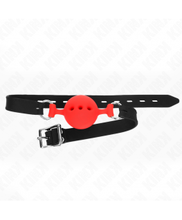 KINK - BAVAGLIO IN SILICONE INTERO 55 x 2 CM CON SFERA DA 4,5 CM MISURA M ROSSO REGOLABILE 35-51 CM