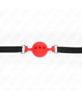 KINK - BAVAGLIO IN SILICONE INTERO 55 x 2 CM CON SFERA DA 4,5 CM MISURA M ROSSO REGOLABILE 35-51 CM