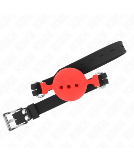 KINK - BAVAGLIO IN SILICONE INTERO 55 x 2 CM CON SFERA DA 5 CM MISURA L ROSSO REGOLABILE 35-51 CM