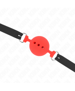 KINK - BAVAGLIO IN SILICONE INTERO 55 x 2 CM CON SFERA DA 5 CM MISURA L ROSSO REGOLABILE 35-51 CM