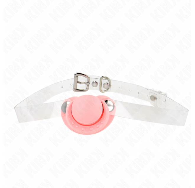 KINK - BAVAGLIO A FORMA DI CIUCCIO ROSA 5.5 x 4 CM REGOLABILE 43-60 CM