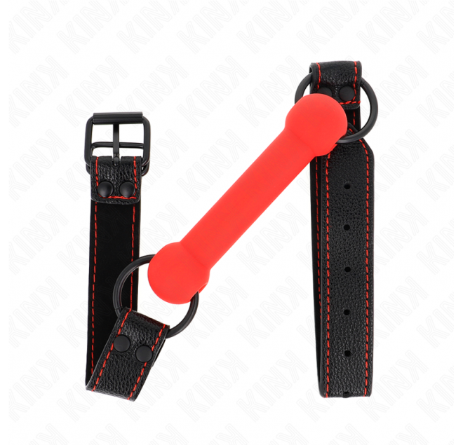 KINK - BONE GAG CON CINTURINO IN SIMILPELLE ROSSO REGOLABILE 41-57 CM