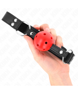 KINK - BAVAGLIO SFERA TRASPIRANTE 4 CM CON DOPPIO RIVETTO IN CUOIO 62,5 x 2,5 CM REGOLABILE 42-58 CM