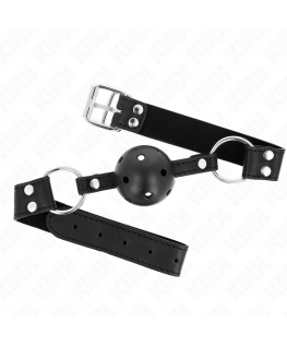 KINK - BAVAGLIO SFERA TRASPIRANTE 4 CM CON DOPPIO RIVETTO MODELLO 1 NERO 62,5 x 2,5 CM REGOLABILE 42-58 CM