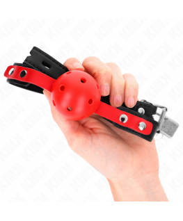 KINK - PALLA DURA CAVA ROSSA 4 CM GAG NERO CINTURINO 60 x 2 CM REGOLABILE 37-52 CM
