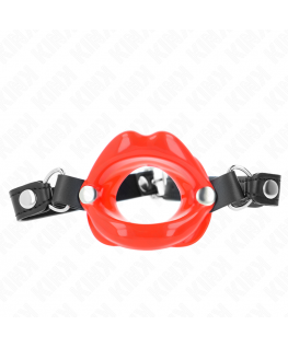 KINK - BAVAGLIO LIP 8 CM CON CINTURINO IN SIMILPELLE ROSSO 63 x 2 CM REGOLABILE 39-58 CM
