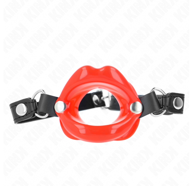 KINK - BAVAGLIO LIP 8 CM CON CINTURINO IN SIMILPELLE ROSSO 63 x 2 CM REGOLABILE 39-58 CM