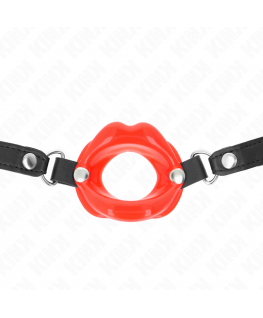 KINK - BAVAGLIO LIP 8 CM CON CINTURINO IN SIMILPELLE ROSSO 63 x 2 CM REGOLABILE 39-58 CM