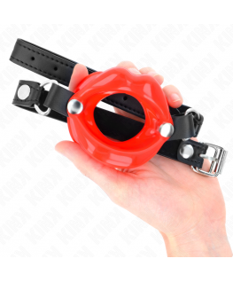 KINK - BAVAGLIO LIP 8 CM CON CINTURINO IN SIMILPELLE ROSSO 63 x 2 CM REGOLABILE 39-58 CM