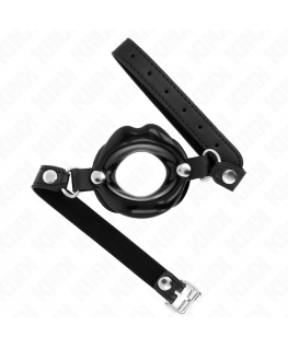 KINK - BAVAGLIO LIP 8 CM CON CINTURINO IN SIMILPELLE NERA 63 x 2 CM REGOLABILE 39-58 CM