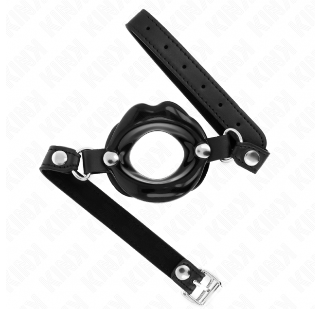 KINK - BAVAGLIO LIP 8 CM CON CINTURINO IN SIMILPELLE NERA 63 x 2 CM REGOLABILE 39-58 CM