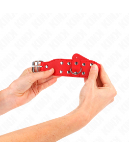 KINK - BRACCIALI CON DOPPIA LINEA DI BORCHIE REGOLABILI ROSSO