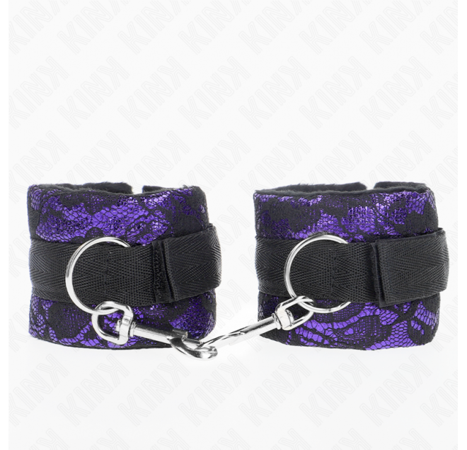 KINK - RESISTENZA DA POLSO CORTA IN PIZZO DI VELLUTO E FASCIA IN NYLON VIOLA/NERO 23 X 6,5 CM