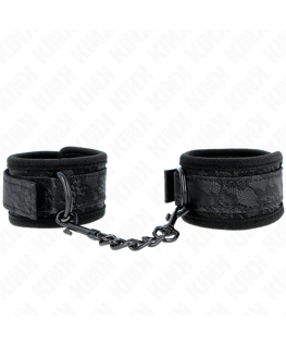 KINK - POLSI RICOPERTI DI PIZZO SCURO IN NEOPRENE REGOLABILE NERO 20-29 CM X 5 CM