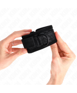 KINK - POLSI RICOPERTI DI PIZZO SCURO IN NEOPRENE REGOLABILE NERO 20-29 CM X 5 CM