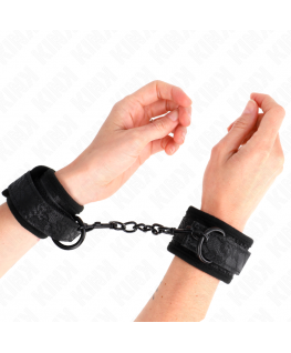 KINK - POLSI RICOPERTI DI PIZZO SCURO IN NEOPRENE REGOLABILE NERO 20-29 CM X 5 CM