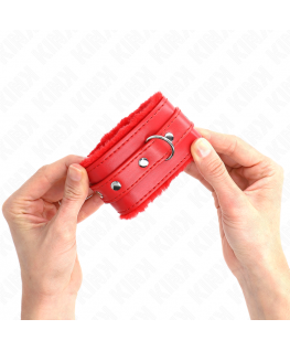 KINK - POGGIPOLSI PREMIUM IMBOTTITI IN PELLICCIA ROSSI CON CINTURA ROSSA REGOLABILE 17-29 CM X 6 CM