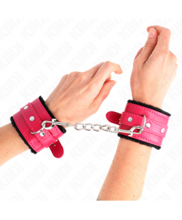 KINK - POGGIPOLSI PREMIUM FODERATI IN PELLICCIA NERI CON CINTURA ROSA LAMPONE REGOLABILE 17-29 CM X 6 CM