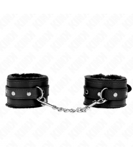 KINK - RESISTENZA DA POLSO PREMIUM FODERATA IN PELLICCIA NERA CON CINTURA NERA REGOLABILE 17-29 CM X 6 CM