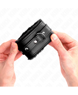 KINK - RESISTENZA DA POLSO PREMIUM FODERATA IN PELLICCIA NERA CON CINTURA NERA REGOLABILE 17-29 CM X 6 CM