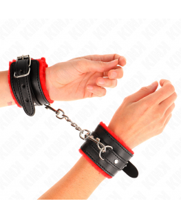 KINK - RESISTENZA DA POLSO PREMIUM FODERATA IN PELLICCIA ROSSO CON CINTURA NERA REGOLABILE 17-29 CM X 6 CM