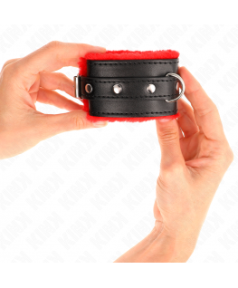 KINK - RESISTENZA DA POLSO PREMIUM FODERATA IN PELLICCIA ROSSO CON CINTURA NERA REGOLABILE 17-29 CM X 6 CM