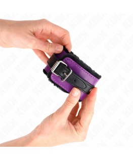 KINK - POGGIPOLSI PREMIUM FODERATI IN PELLICCIA NERI CON CINTURA VIOLA/NERA REGOLABILE 17-29 CM X 6 CM