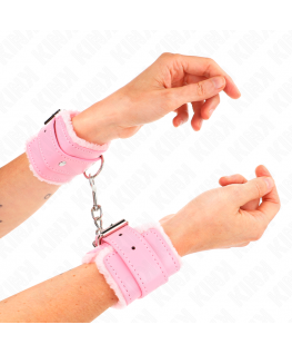 KINK - RESISTENZA DA POLSO IMBOTTITA IN PELLICCIA ROSA CON CINTURA ROSA REGOLABILE 17-29 CM X 6 CM