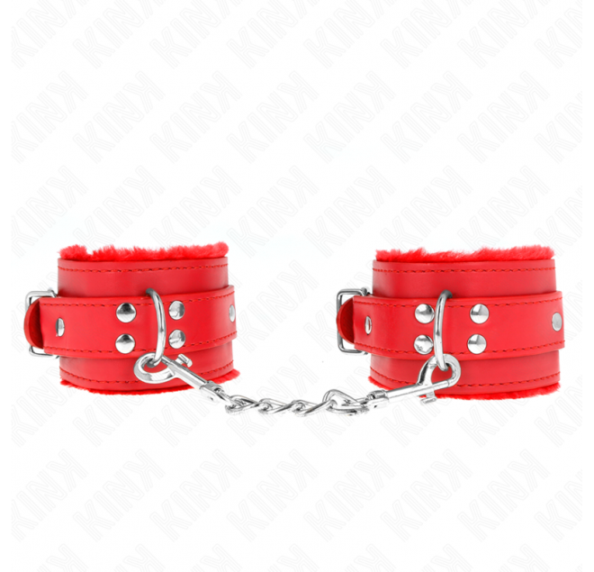 KINK - RESISTENZA DA POLSO IMBOTTITA IN PELLICCIA ROSSO CON CINTURA ROSSA REGOLABILE 17-29 CM X 6 CM