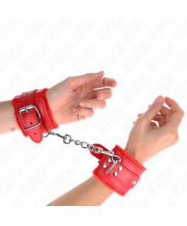 KINK - RESISTENZA DA POLSO IMBOTTITA IN PELLICCIA ROSSO CON CINTURA ROSSA REGOLABILE 17-29 CM X 6 CM