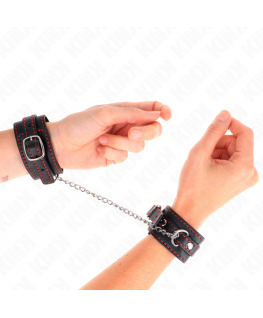 KINK - POTENZIALE DA POLSO PICCOLA NERA CON FODERA ROSSA REGOLABILE 14-24 CM X 3,5 CM