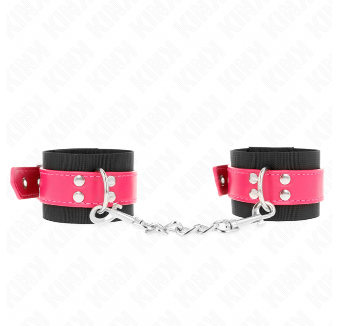 KINK - RESISTENZA DA POLSO IN NYLON NERO CON CINTURA IN SIMILPELLE ROSA LAMPONE REGOLABILE 19-29 CM X 5,1 CM