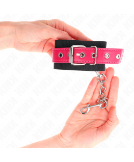 KINK - RESISTENZA DA POLSO IN NYLON NERO CON CINTURA IN SIMILPELLE ROSA LAMPONE REGOLABILE 19-29 CM X 5,1 CM