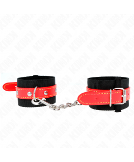 KINK - RESISTENZA DA POLSO IN NYLON NERO CON SIMILPELLE ROSSO REGOLABILE 19-24 CM X 5,5 CM