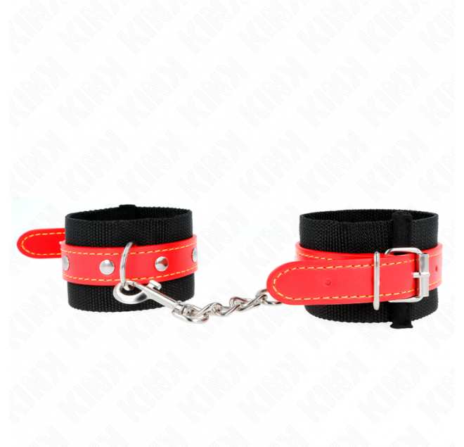KINK - RESISTENZA DA POLSO IN NYLON NERO CON SIMILPELLE ROSSO REGOLABILE 19-24 CM X 5,5 CM