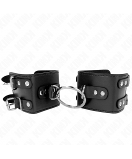 KINK - POLSO FISSO CON ANELLO E BORCHIE REGOLABILE NERO 17-22 CM X 6,5 CM