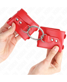 KINK - POLSO FISSO CON ANELLO E BORCHIE REGOLABILE ROSSO 17-22 CM X 6,5 CM