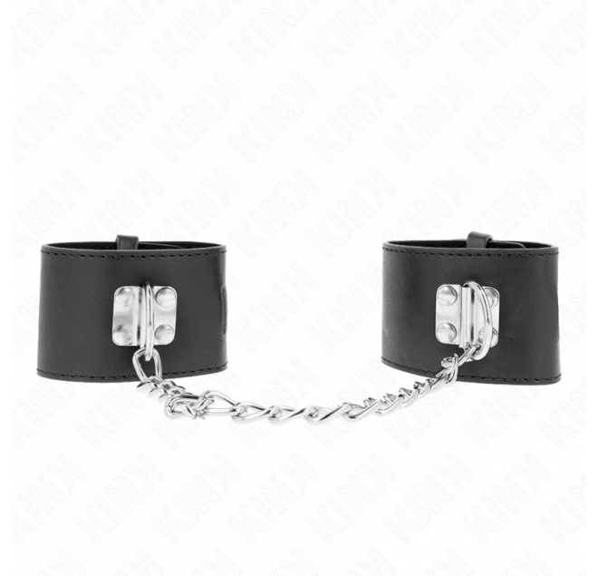 KINK - POLSO FISSO CON CATENA 30 CM E CHIUSURA LUCCHETTO NERO REGOLABILE 16-23 CM X 5,5 CM