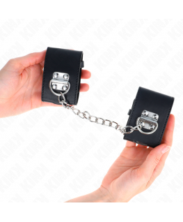 KINK - POLSO FISSO CON CATENA 30 CM E CHIUSURA LUCCHETTO NERO REGOLABILE 16-23 CM X 5,5 CM