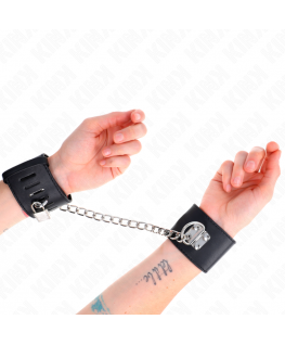KINK - POLSO FISSO CON CATENA 30 CM E CHIUSURA LUCCHETTO NERO REGOLABILE 16-23 CM X 5,5 CM