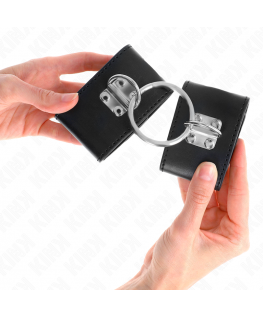 KINK - POLSO FISSO CON CHIUSURA AD ANELLO E LUCCHETTO NERO REGOLABILE 16-23 CM X 5,5 CM